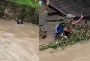 Joven sobrevive a ser arrastrado por un río y para celebrar se toma una selfie