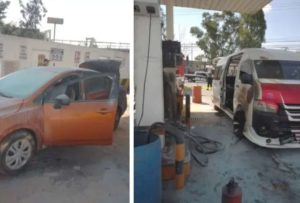 Un bus se incendió en una estación de gasolina