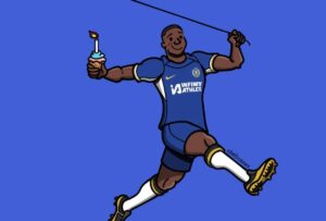El Chelsea celebró el cumpleaños de Moisés Caicedo, con una divertida caricatura
