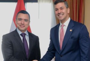El presidente Daniel Noboa en Argentina se reunió este domingo, 10 de diciembre de 2023, con sus homónimos de Paraguay, Santiago Peña, y de Ucrania, Volodomir Zelensky.