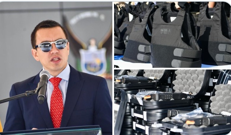 La Policía recibió nuevo equipamiento, el presidente de la República, Daniel Noboa