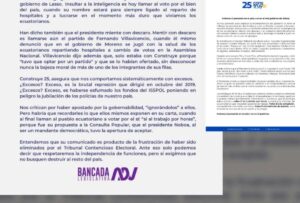 La bancada de Acción Democrática Nacional (ADN) reaccionó a las declaraciones emitidas por el movimiento Construye