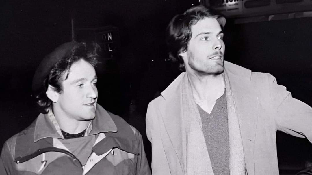 Robin Williams y su antiguo compañero de cuarto de la escuela Julliard, Christopher Reeve 1977