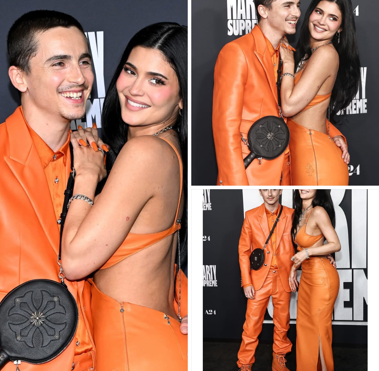 Kylie Jenner y Timothée Chalamet impactan con ‘looks’ naranjas a juego 🧡