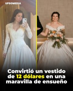 Compró un vestido de segunda mano, y fue tanto el potencial que vio en él, que ella misma lo transformó para crear el de sus sueños