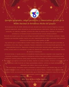 Queridos agremiados, colegas periodistas y comunicadores sociales de la Unión Nacional de Periodistas Núcleo del Guayas