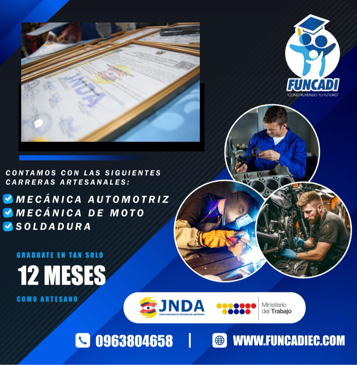 Jóvenes artesanos construyen futuro desde Guayaquil gracias a la formación del Centro de Capacitación de Desarrollo Integral Funcadi.