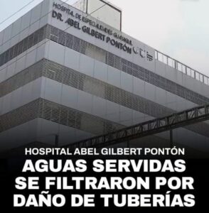 DAÑO DE TUBERÍAS EN EL HOSPITAL GUAYAQUIL PROVOCÓ FILTRACIÓN DE AGUAS SERVIDAS