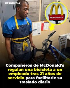 Un empleado de McDonald’s de California, fue sorprendido por sus compañeros con una bicicleta en reconocimiento a sus 21 años de dedicación