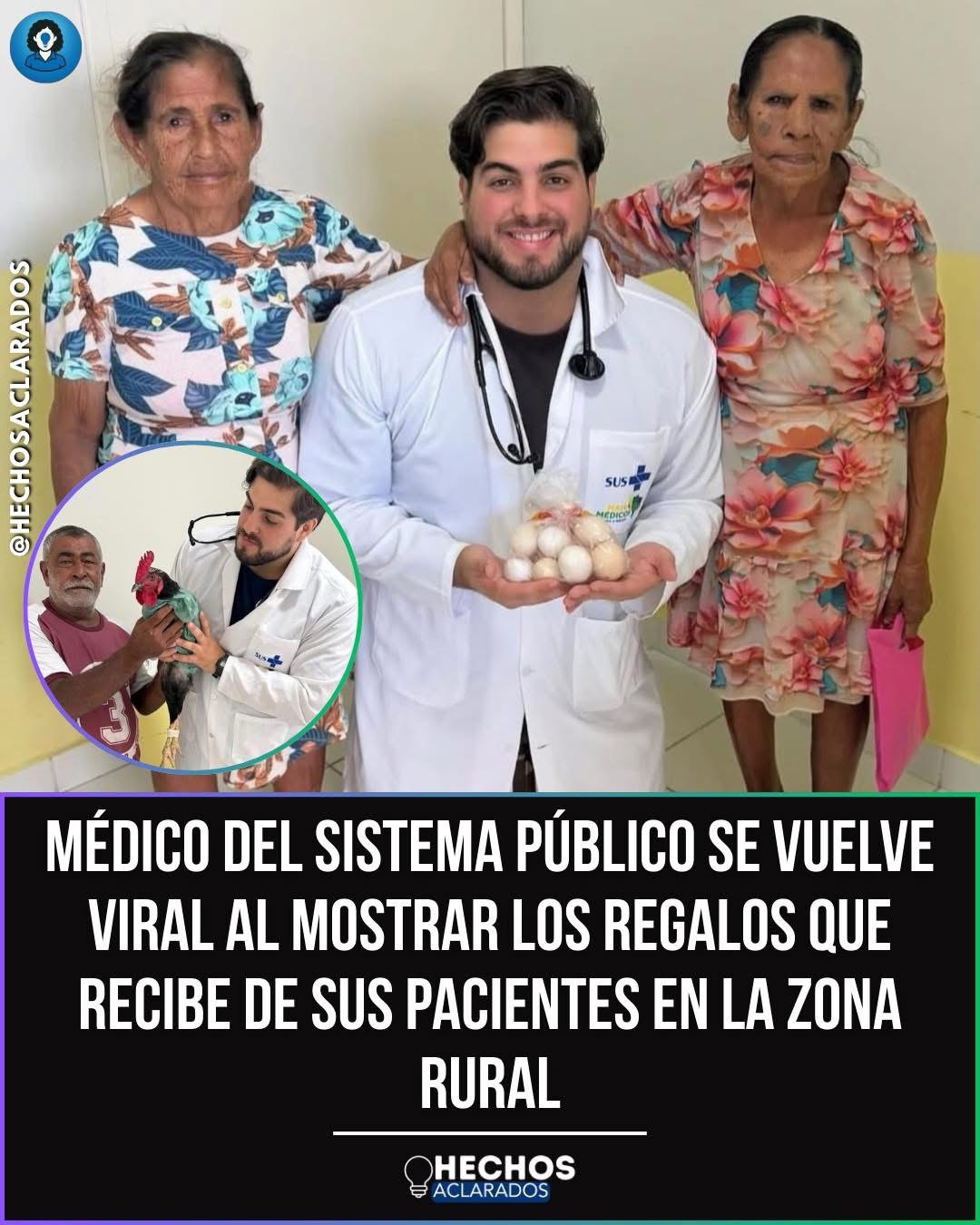 Joven doctor recibe de sus pacientes gestos de gratitud que reflejan la simplicidad y el cariño de la zona rural