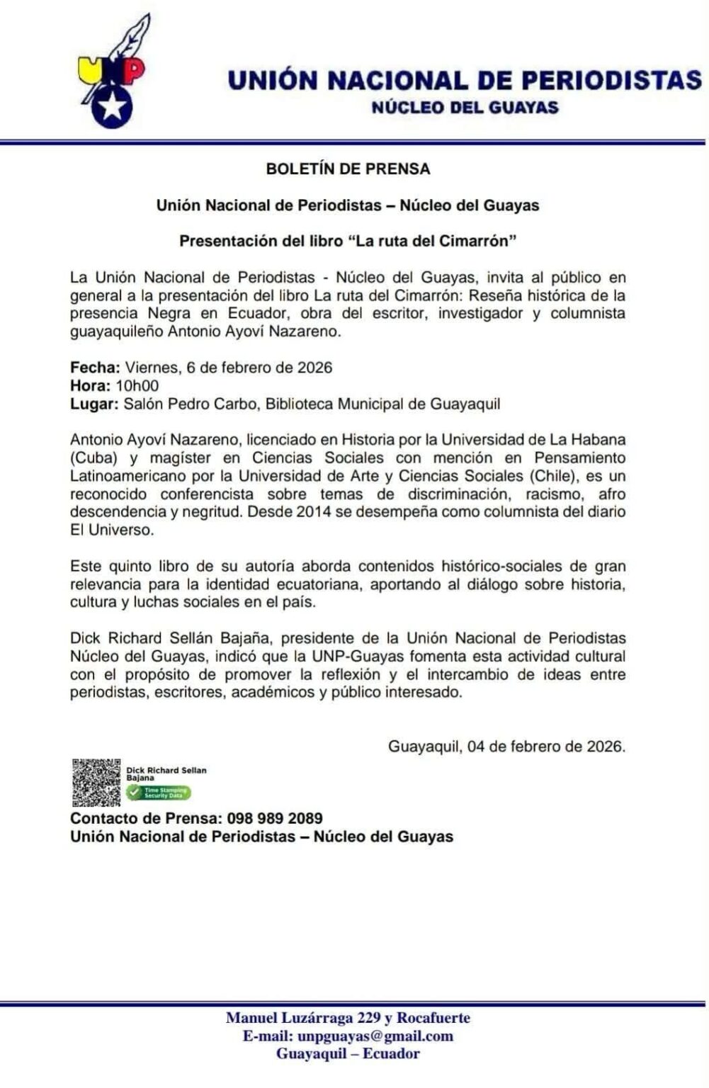 Presentación del libro “La ruta del Cimarrón”