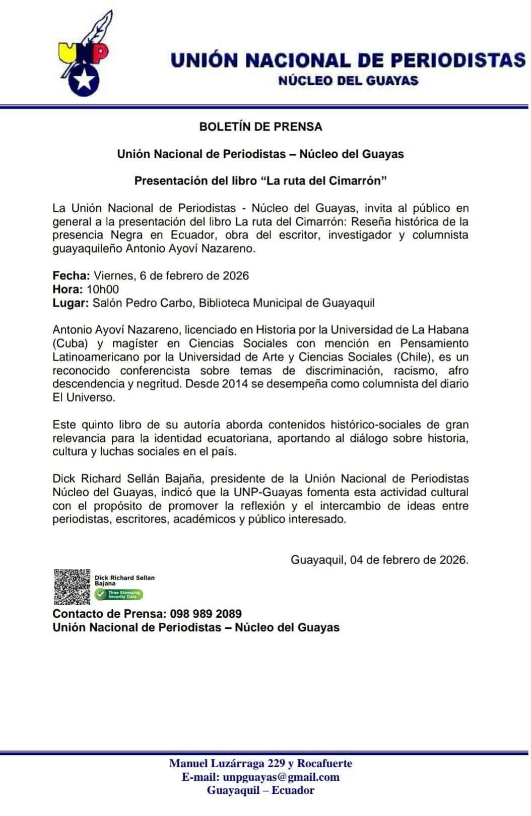 Presentación del libro “La ruta del Cimarrón”