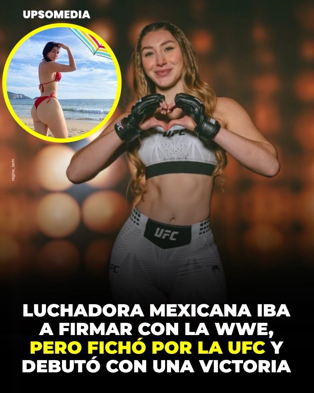 La carrera de Regina Tarin dio un giro tremendo, ya que luego de que ella anunciara que había sido aceptada para dar las pruebas en la WWE, nadie esperaba verla en la UFC.