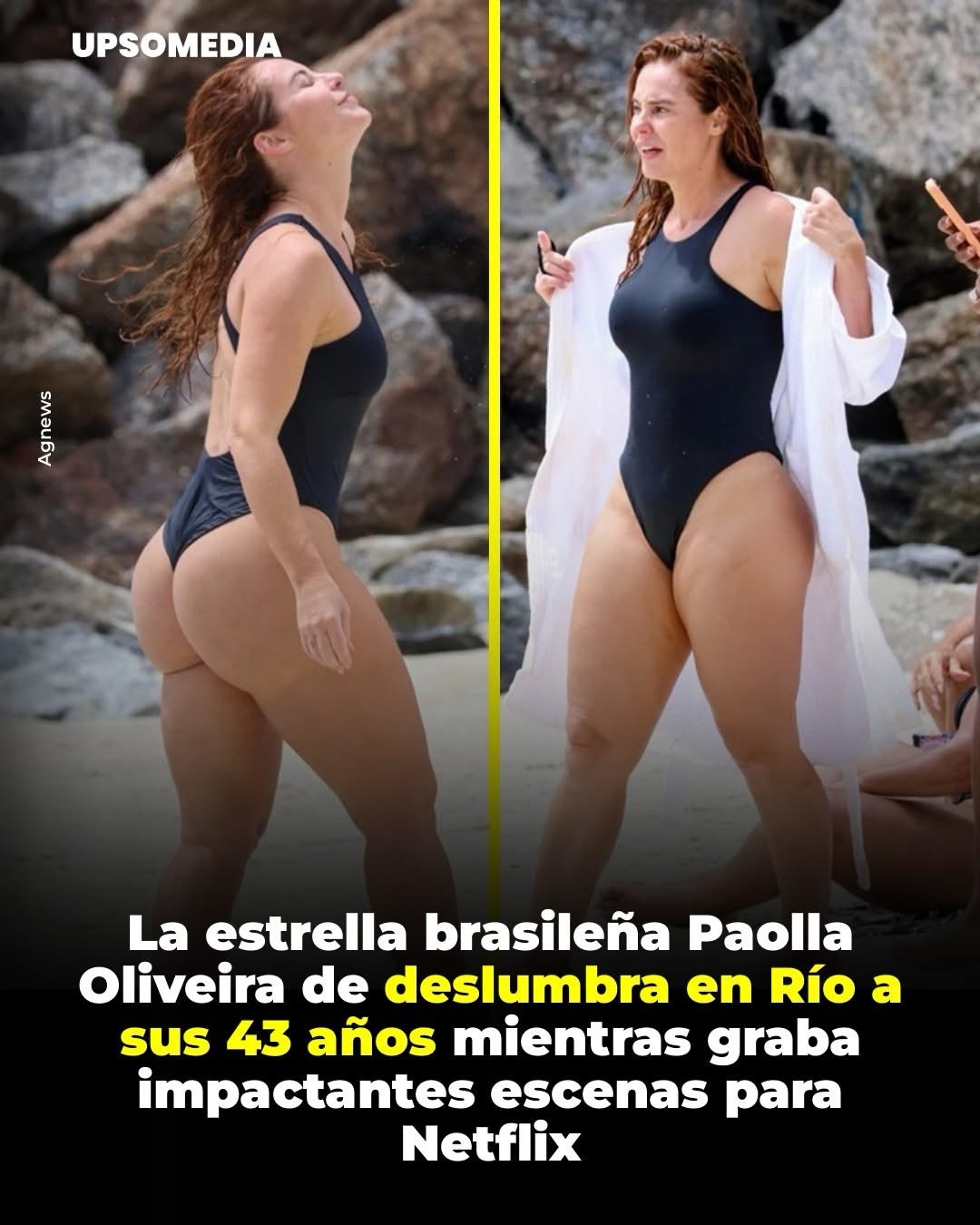 La estrella brasileña Paolla Oliveira, de 43 años, fue captada por paparazzi en pleno despliegue de acción y belleza en las icónicas arenas de Río de Janeiro