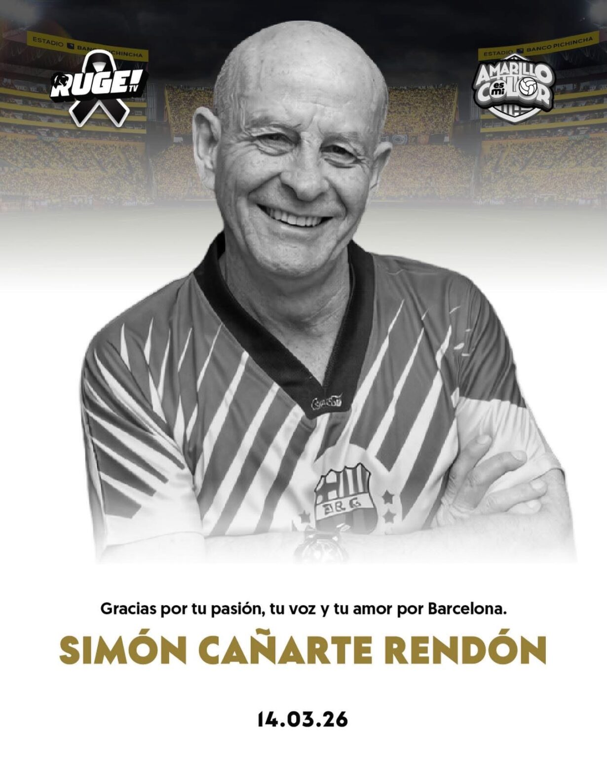 Hoy despedimos con profundo pesar a Simón Cañarte Rendón