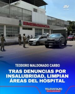 TRAS DENUNCIAS POR INSALUBRIDAD, LIMPIAN ÁREAS DEL HOSPITAL TEODORO MALDONADO CARBO, EN GUAYAQUIL