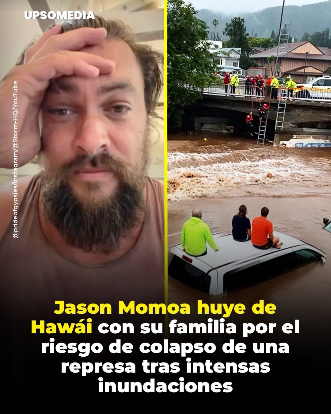 El actor Jason Momoa de 45 años se sumó a los 5.500 residentes que debieron evacuar sus hogares en Hawái