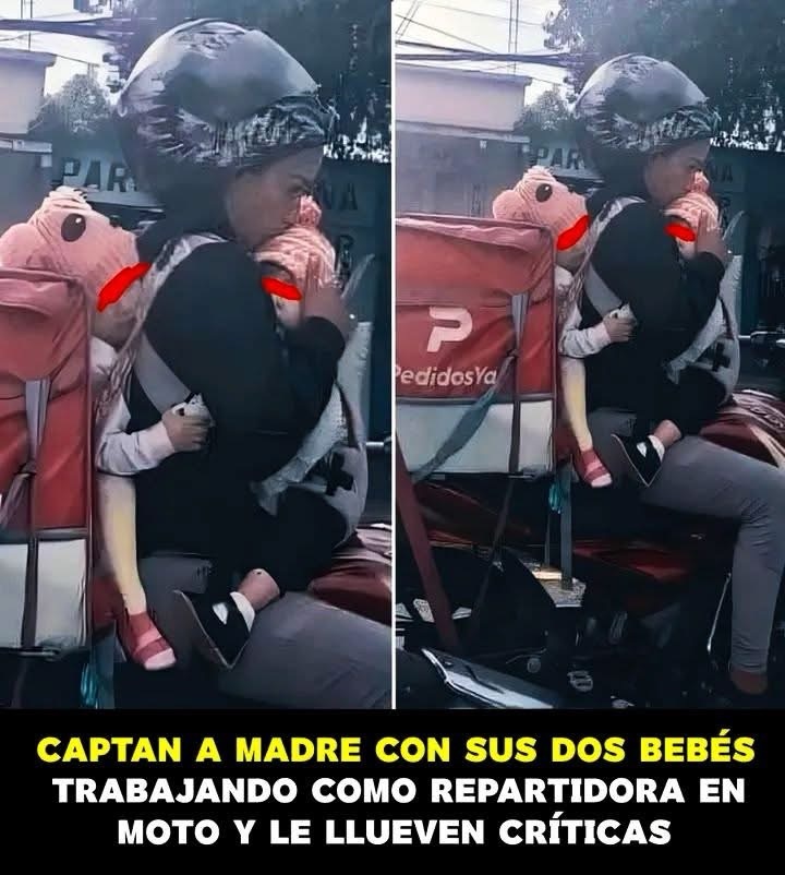 🥺 Trabaja con sus hijos en brazos… y desata un debate que divide a miles