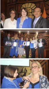 LA DRA. ROSALÍA ARTEAGA, A LA LCDA. GRACIELA MAYORGA PRESIDENTE DE LA MESA REDONDA PANAMERICANA GUAYAQUIL
