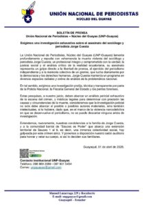 Exigimos una investigación exhaustiva sobre el asesinato del sociólogo y periodista Jorge Cuesta.