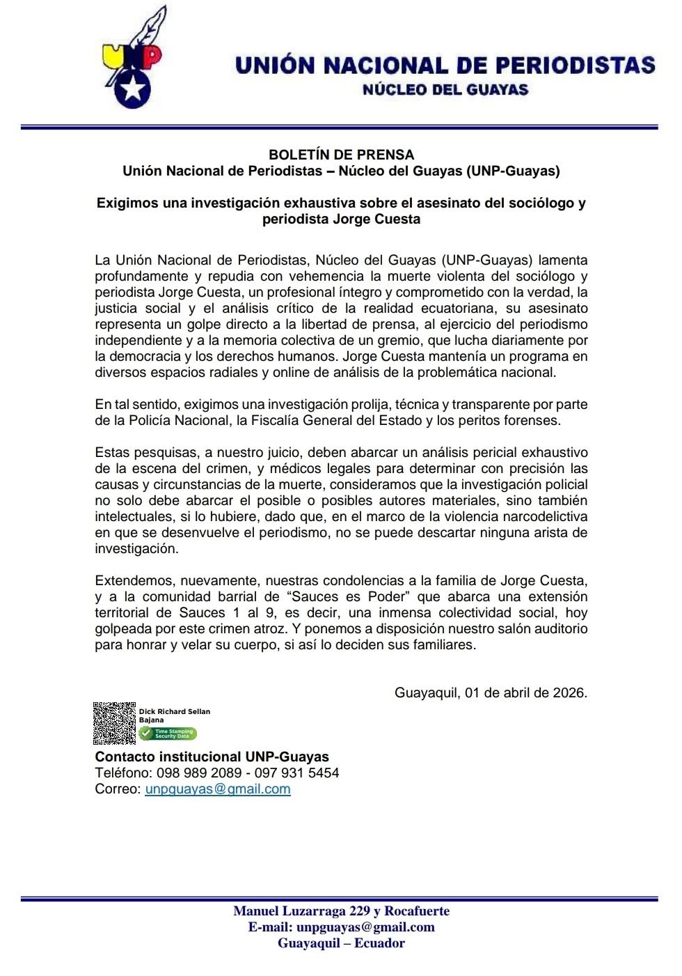 Exigimos una investigación exhaustiva sobre el asesinato del sociólogo y periodista Jorge Cuesta.