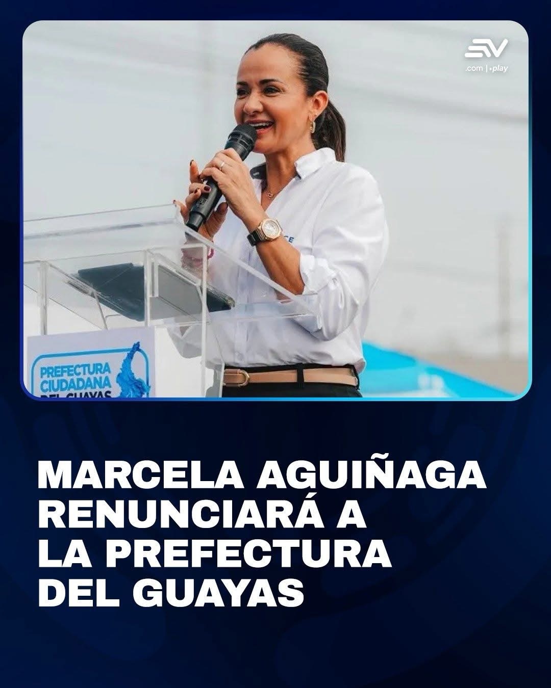 MARCELA AGUIÑAGA RENUNCIARÁ A LA PREFECTURA DEL GUAYAS