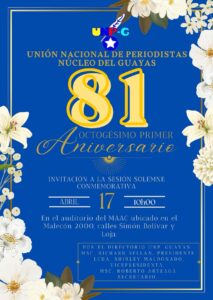 Octogésimo Primer Aniversario de la Unión Nacional de Periodistas Núcleo del Guayas: