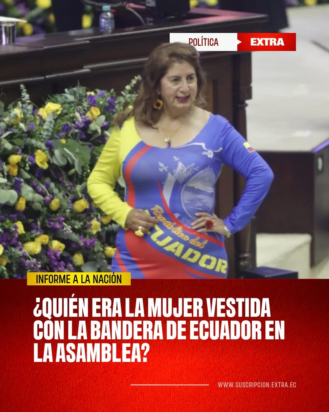 Llamó la atención por la presencia de una mujer vestida con la bandera de Ecuador