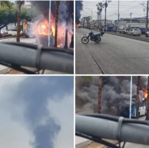 Un bus de transporte público, perteneciente a la línea 85, se incendió