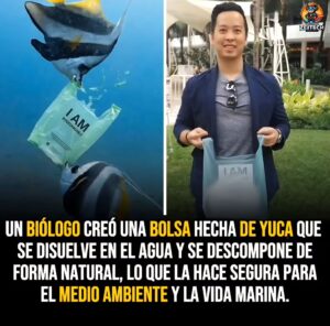 Kevin Kumala presentó una innovadora alternativa ecológica: una bolsa biodegradable hecha de almidón de yuca