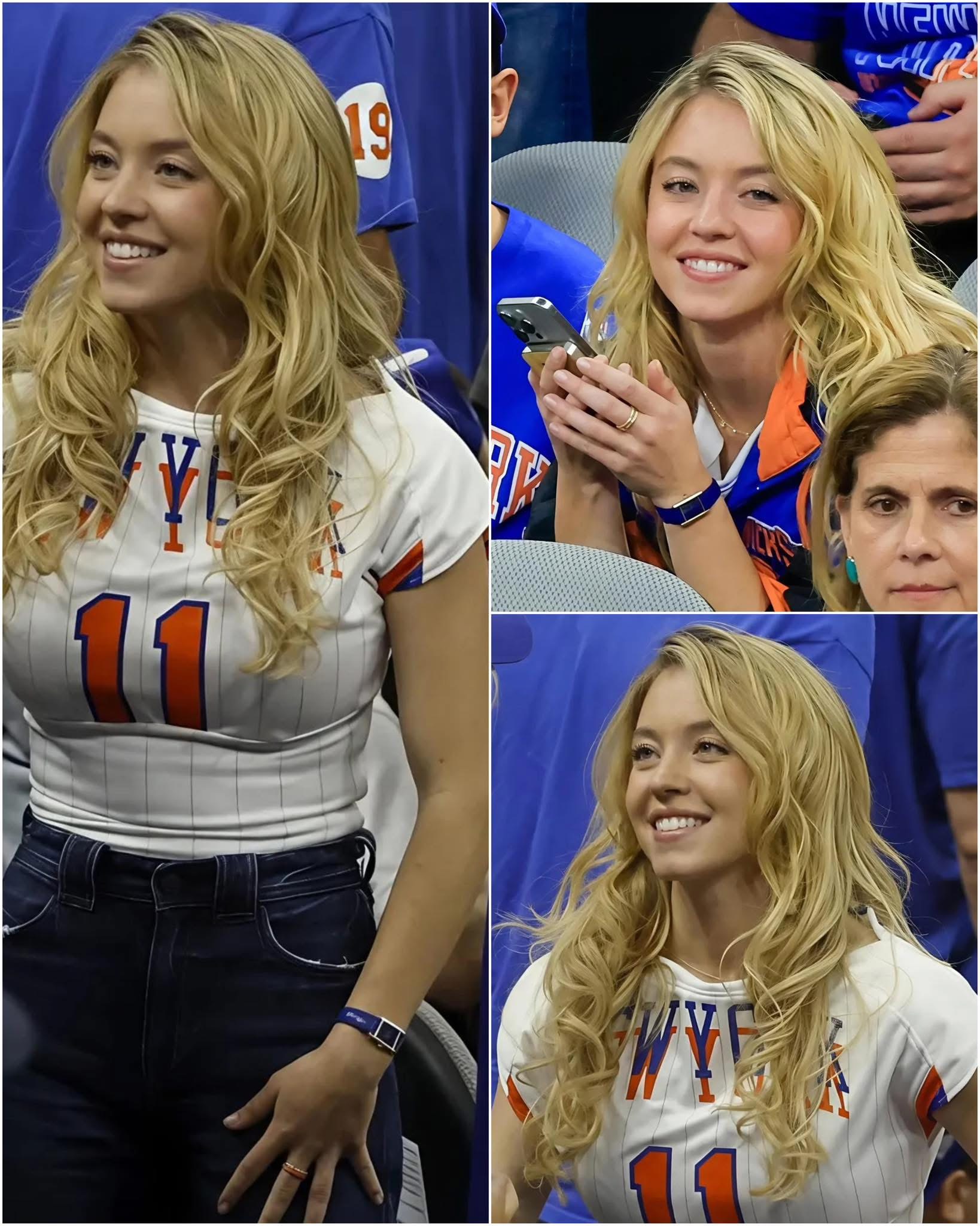 Sydney Sweeney giró la cabeza en el quinto partido de las finales de la NBA cuando se unió a su novio Scooter Braun en San Antonio para animar a los New York Knicks