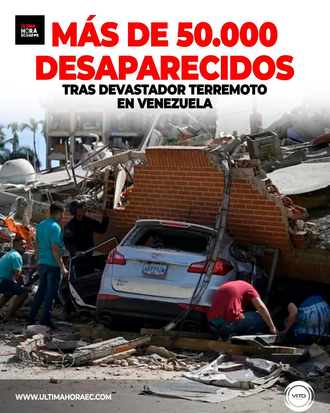 Más de 50.000 personas permanecen desaparecidas tras el terremoto registrado en Venezuela