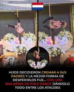 Contrataron a una bailarina de pole dance que realizó una presentación entre los dos ataúdes