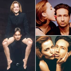 David Duchovny junto a Gillian Anderson, fotografías de los 90s