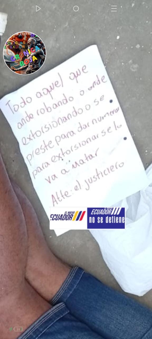 🙀😨😱 ¡DIOS SANTO! ¿EL JUSTICIERO? DEJÓ UN MENSAJE TRAS AS3S1N4R A UNA PERSONA FRENTE UNA UNIDAD EDUCATIVA RELIGIOSA EN RIOCHICO DE #PORTOVIEJO!!!! 🙀😨😱