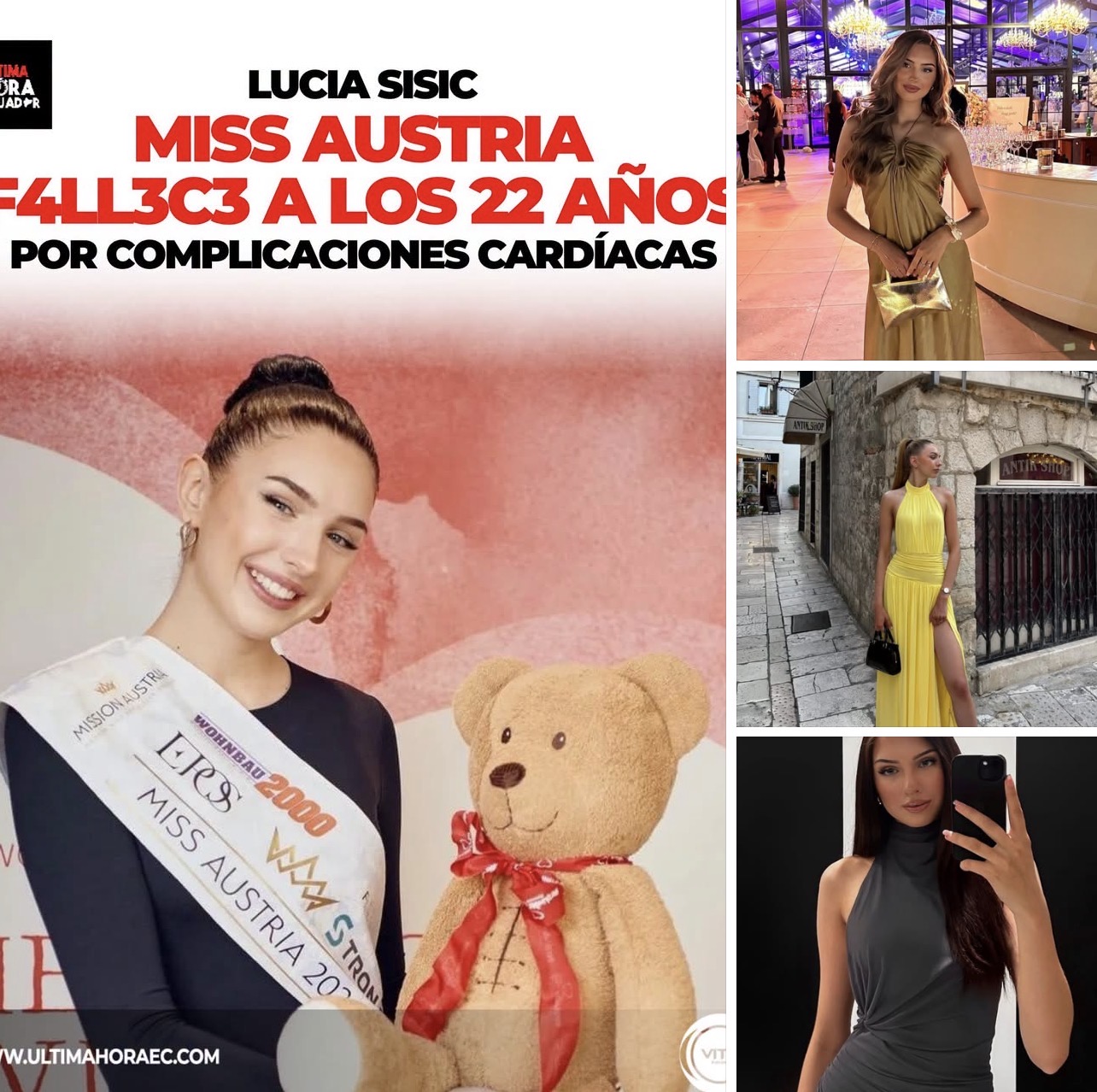 Miss Austria, Lucia Sisic, falleció a los 22 años