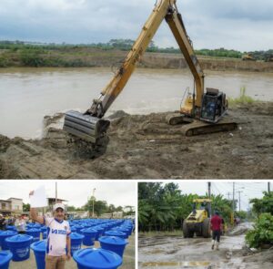 MAQUINARIA DE PREFECTURA DEL GUAYAS, TRABAJA DE FORMA PRIORITARIA EN BALAO: TÉCNICOS LEVANTARON 8 KILÓMETROS DE MUROS DE CONTENCIÓN EN PUNTOS ESTRATÉGICOS DELCANTÓN, PARA CONTENER CRECIENTES DEL RÍO Y MITIGAR EFECTOS DE EL NIÑO